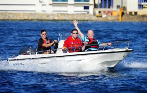 Soldiers enjoyed a speedboat ride around the harbour