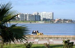 Pocitos beach in Montevideo city