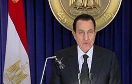 Mr Mubarak said in his address he was 'working for the people'