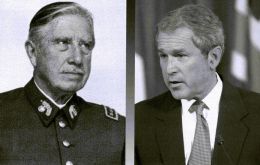 Chilean dictator Gen. Augusto Pinochet and former president George Bush 