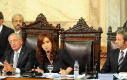 The Argentine president opening Congress ordinary sessions, the last of her four year mandate 
