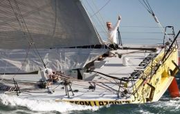 Brad Van Liew cheered as he arrives to Punta del Este after almost 24 days at sea  