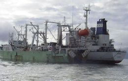 Falklands’ flag trawler “Ventura” in Stanley harbour