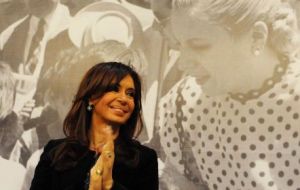 Cristina Fernandez de Kirchner and behind Argentina’s icon Evita Peron