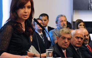 President Cristina Fernandez made the announcement 