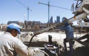 A horizon of construction cranes in Buenos Aires city 