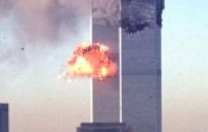 The collapsing World Trade centre towers, a photo forever linked to Bin Laden