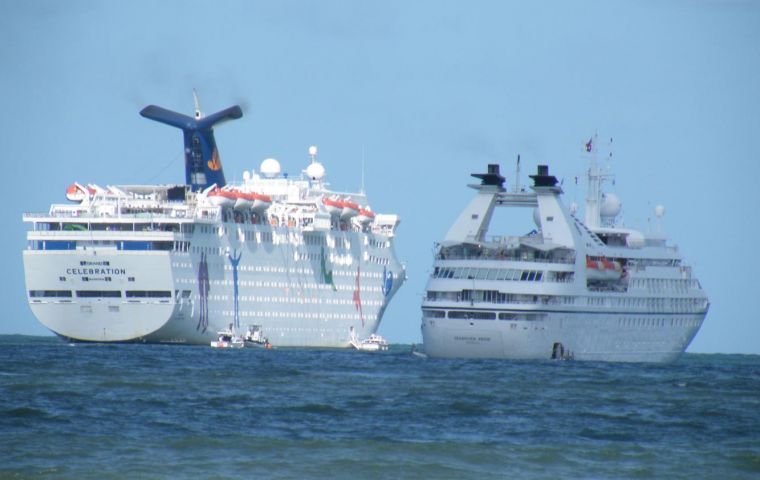Cruise vessels anchored in Uruguay’s main resort Punta del Este 