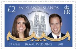 The stamp features cameo portraits of the Duke and Duchess of Cambridge