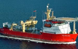 Icebreaker MV Polarbjorn, still under Norwegian flag will be officially commissioned into the Royal navy June 23 