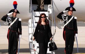 The Argentine president is currently in Rome for the 150th Italian reunification celebrations


