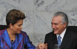 President Dilma Rousseff and Vice-president Temer ‘simile please’  