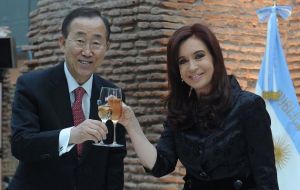 CFK  welcomed “Ban Ki-Moon's bid for re-election as the head of the UN” 