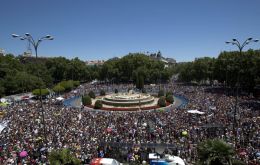 Tens of thousands protested in the heart of Madrid (Photo AP)