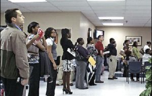 In spite of the positive news, jobs are missing in the US economy and unemployment queues are still long