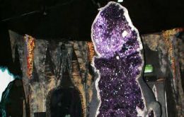 The giant geode originally from Uruguay was shipped to Australia through Brazil in 2007