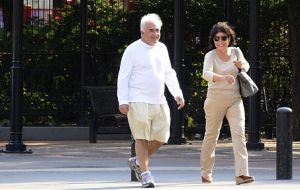 Strauss-Kahn and wife Anne Sinclair go for a walk in their Tribeca neighborhood in New York City (Photo by BIG)