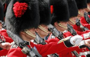 The traditional changing of the guard in front of huge crowds