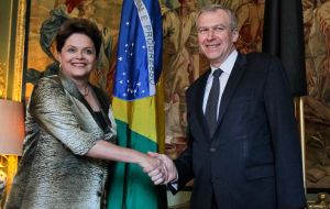 The Brazilian president with Belgium PM Leterme during talks in Brussels 