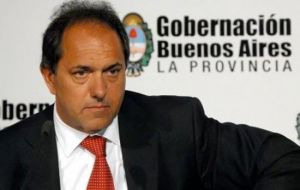 Governor Daniel Scioli has assured support from the crucial Buenos Aires province 