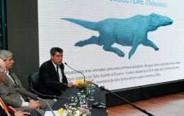 Argentine palaeontologist Marcelo Reguero made the presentation showing pictures of the discovery