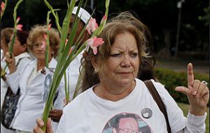 Former teacher Laura Pollán during one of the many Sunday silent marches 