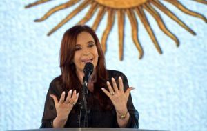 In the celebration speeches her deceased husband Nestor Kirchner was a permanent reference 