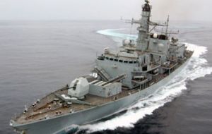 The frigate is currently sailing for her six months patrolling in the South Atlantic