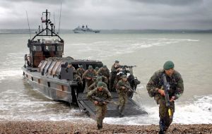 HMS Bulwark simulated a landing of marines onto hostile shores (RN)