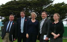 MPs Mark Francois; Philip Dunne; FIGO’s Representative in London Sukey Cameron (MBE); Ian Murray and Gemma Doyle in Stanley
