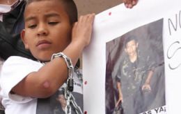 The 13 year old boy who will never see his father, Sergeant Jose Libio Martínez 