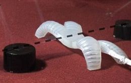 The five-inch-long robot is built exclusively of soft polymers