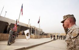 Defence Secretary Panetta was on hand at the rolling up flag ceremony (Photo AP)