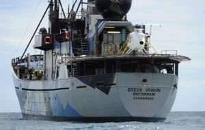 The ‘Steve Irwin’ and ‘Brigitte Bardot’ calls at the Australian Fremantle port 