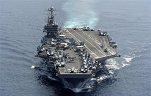 Carrier USS Abraham Lincoln and strike group entered the Gulf crossing Hormuz 