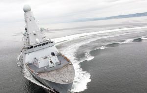 The Portsmouth-based Dauntless will be the first of the RN new £1bn Type 45 destroyers to go to the area
