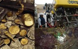 The treasure recovered by Odyssey is allegedly from the wreck “Nuestra Señora de las Mercedes” found off the coast of Portugal in 2007 