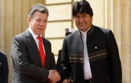 President Santos and Bolivia’s Evo Morales during their recent meeting 