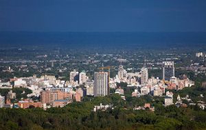 The city of Mendoza next to the Andes and famous for its wines 