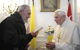 The two octogenarian leaders exchange ideas at the Vatican embassy in Havana  