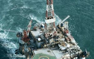 The ‘Ocean Guardian’ oil rig which spent almost two years drilling in Falklands’ waters