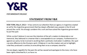 The statement from Y&R New York 