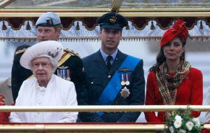 The Queen travelled in a barge alongside senior members of the Royal Family as street parties were held around the UK