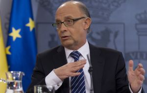 Treasury minister Cristobal Montoro said Spain was virtually cut off from money markets   