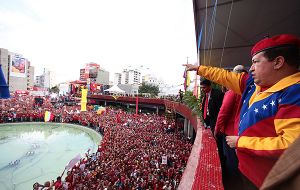 Wearing a jacket in the colours of Venezuela and his red beret, Chavez said he was the ”fatherland's candidate