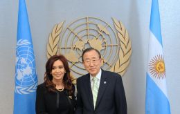 Argentine President Cristina Fernandez with the UN Secretary General 