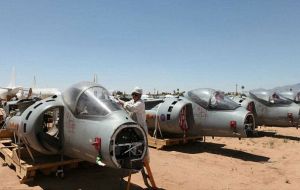 The Harriers stripped of the most sensitive equipment for storage at the Arizona desert 