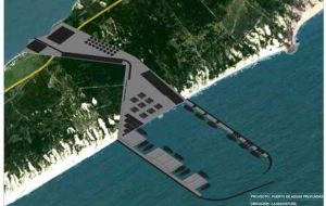 The sketch of the deepwater port to be built in La Angostura 
