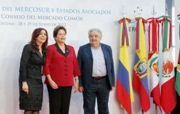 The three presidents after announcing suspension of Paraguay and incorporation of Venezuela 