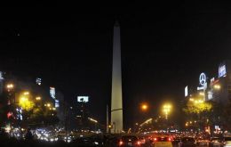 The emblematic Obelisk in the 9 de Julio avenue unlit 